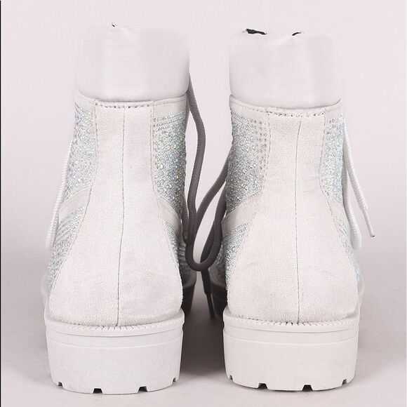 Cape Robbin Raven-6 Silver Lace Up Boot 🔥 Iridescent Rhinestones! Size 9 BNIB - Picture 7 of 16